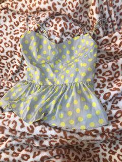 ZARA POLKADOT PEPLUM TOP