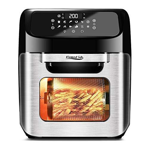 Yeeyo Electric Air Fryer Rotisserie Oven,,10-in-1 Fryer 12 Litre 1500W for  Home Use, Includes 10 Cooking Presets, Recipe Book & Cooker Accessories