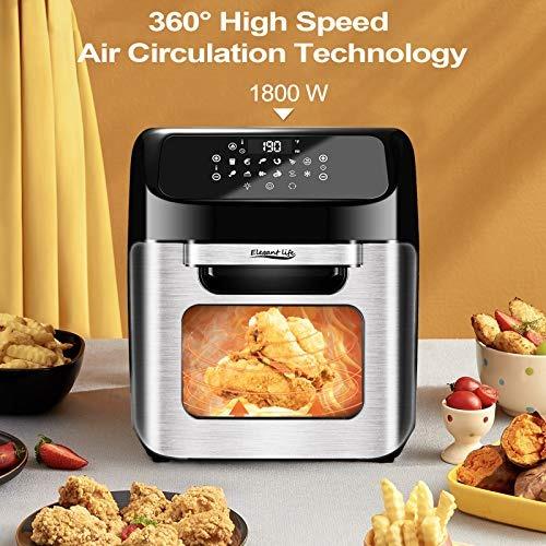 12L Air Fryer Toaster Oven, Elegant Life 12 in 1 Stainless Steel