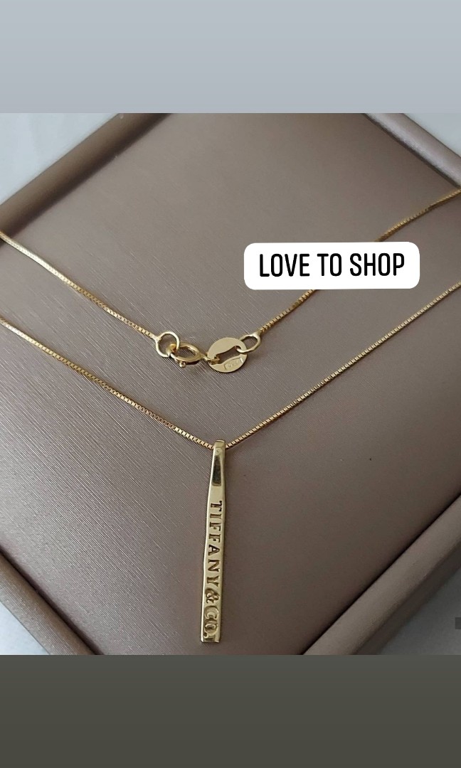 18K TIFFANY BAR NECKLACE, Women's 