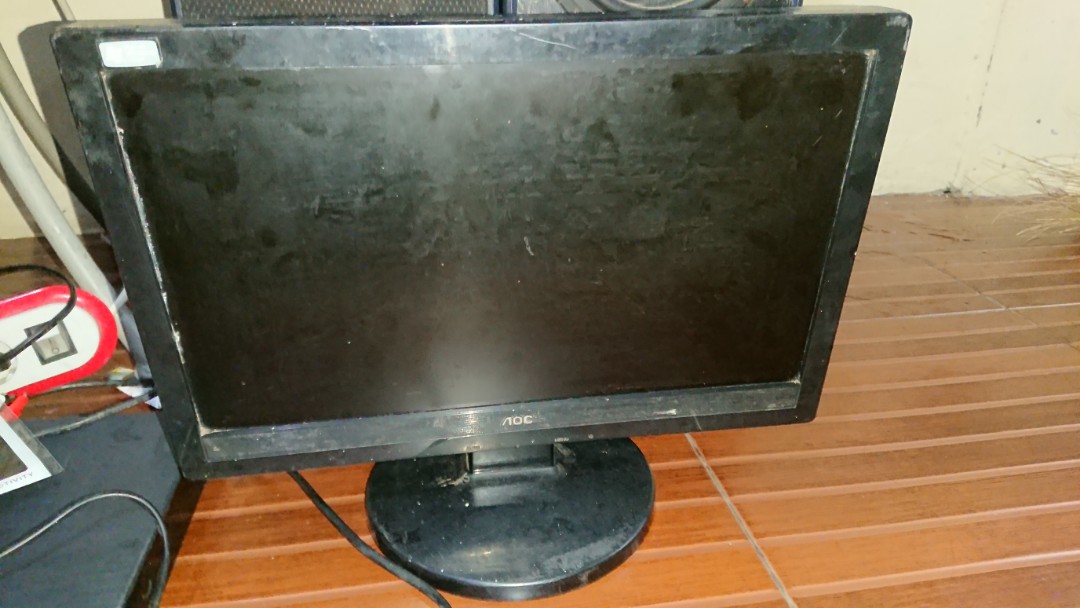 2 Monitor LCD komputer AOC, Elektronik 