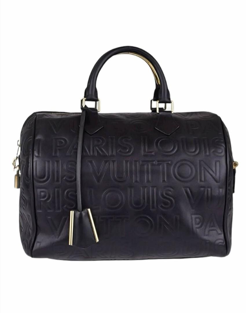 😍 LOUIS VUITTON Limited Edition Black Monogram Paris Embossed Leather Speedy Cube 25 Bag (Category: Purses & Pouches) located in Bulacan. Submitted by saturday.ph (Listing ID 1104508806, Image 1). Description: LOUIS VUITTON Limited Edition Black Monogram Paris Embossed Leather Speedy Cube 25 Bag This rare and limited edition Louis Vuitton Black Monogram Paris Speedy Cube 25 Bag was part of the Louis Vuitton Fall/Winter 2008 Collection. It featur