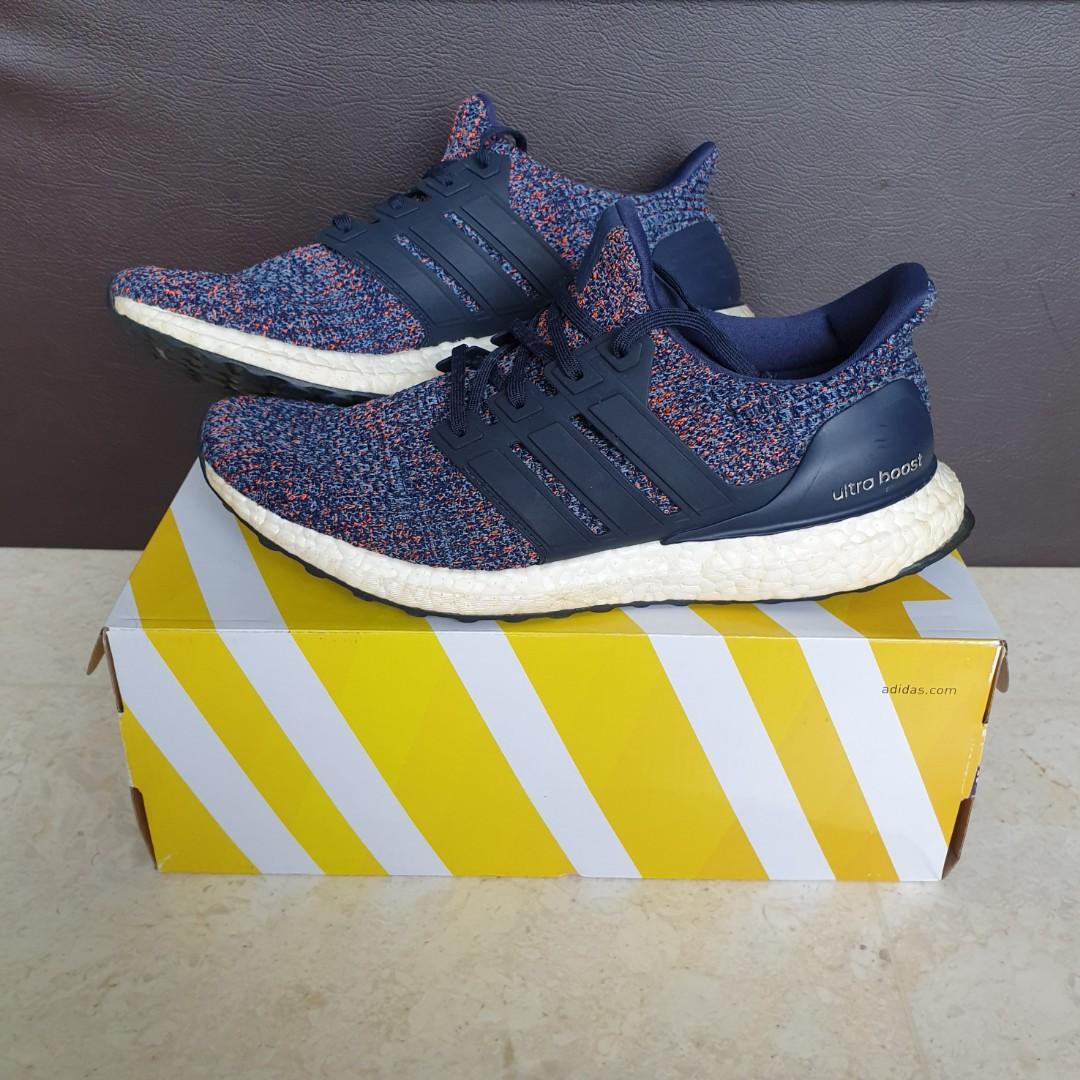 Ultra boost navy store multicolor on feet