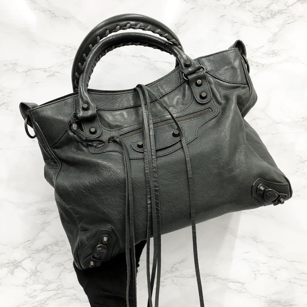 BALENCIAGA 235216 VELO REGULAR GREY SHOULDER BAG 217014896