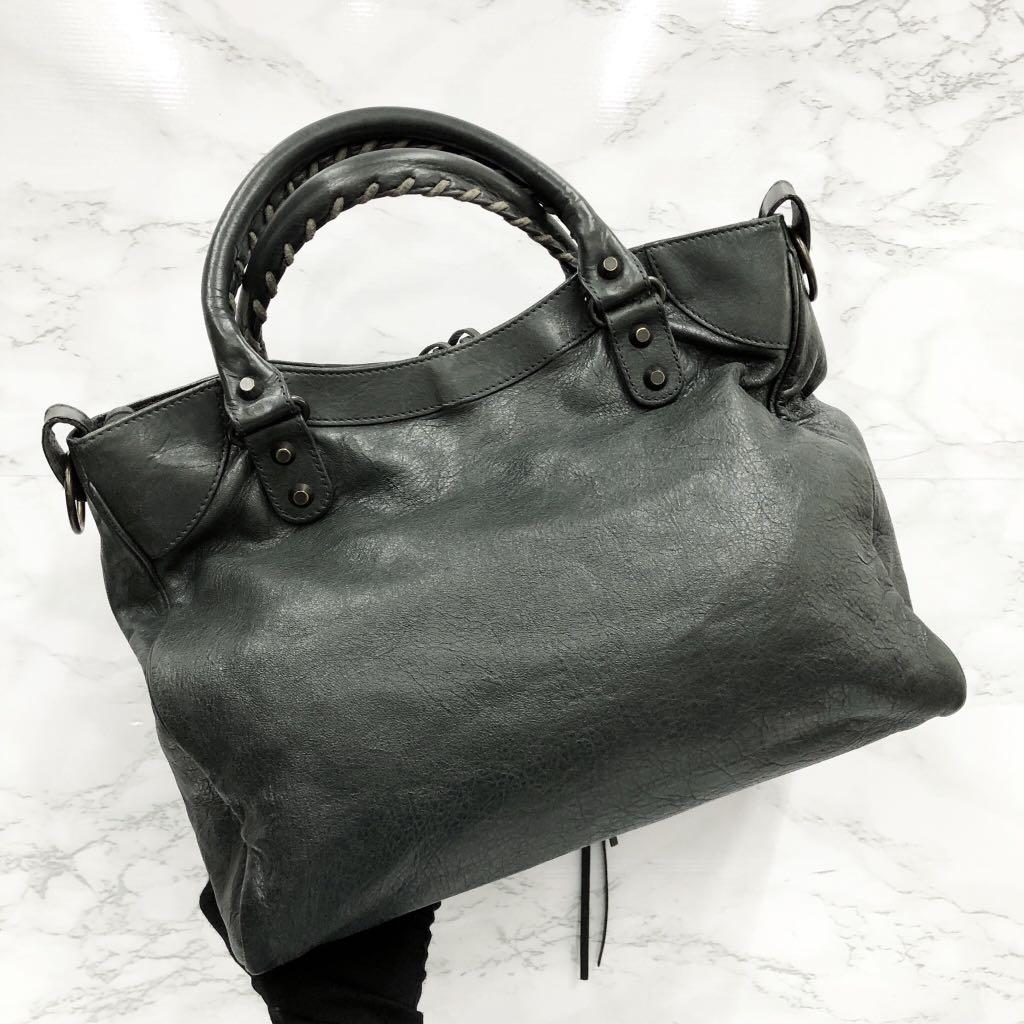BALENCIAGA 235216 VELO REGULAR GREY SHOULDER BAG 217014896
