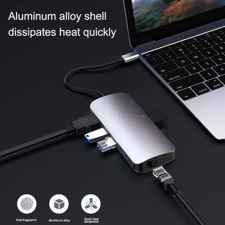 [BNIB] Hello 8-in-1 USB C HUB, Type C To Multi USB 3.0 HUB HDMI Adapter ...