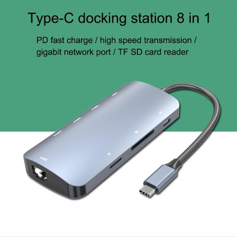[BNIB] Hello 8-in-1 USB C HUB, Type C To Multi USB 3.0 HUB HDMI Adapter ...