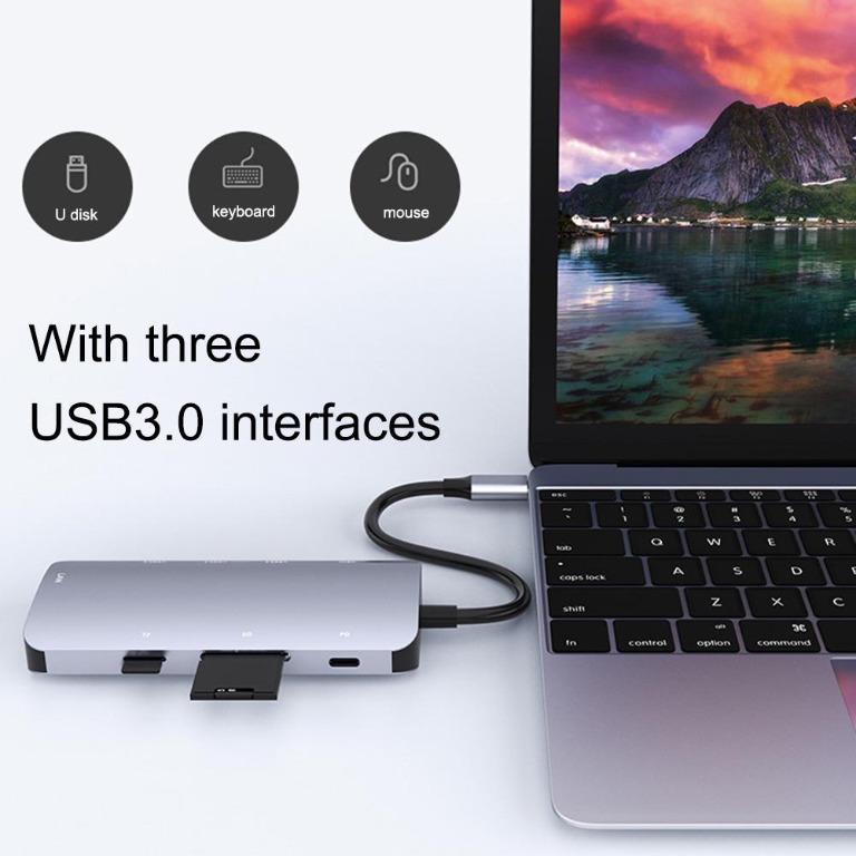 [BNIB] Hello 8-in-1 USB C HUB, Type C To Multi USB 3.0 HUB HDMI Adapter ...