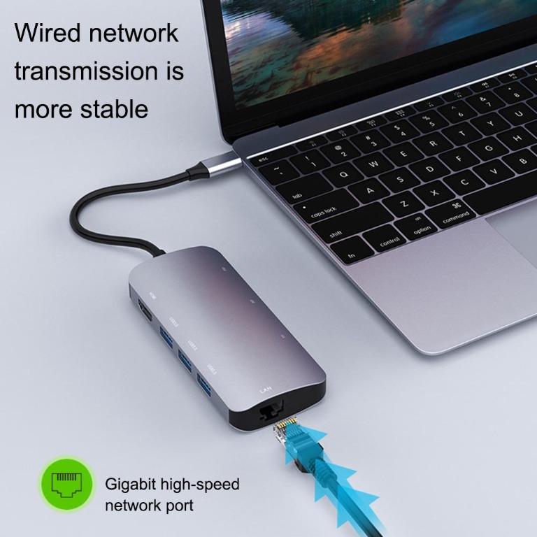 [BNIB] Hello 8-in-1 USB C HUB, Type C To Multi USB 3.0 HUB HDMI Adapter ...