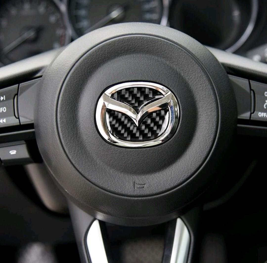 Carbon fiber Mazda Steering Wheel Logo sticker, Car Accessories, Accessories on Carousell