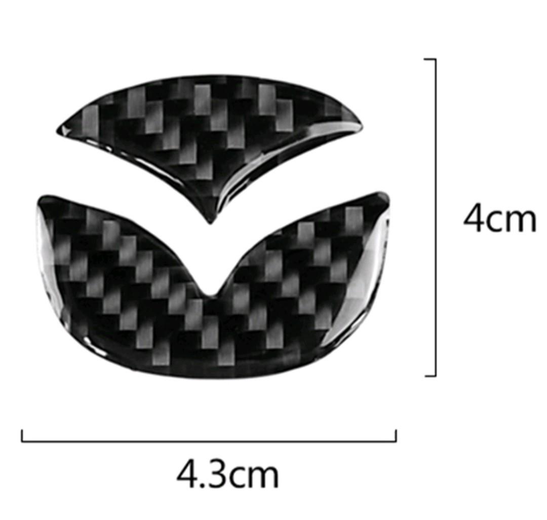 Carbon fiber Mazda Steering Wheel Logo sticker, Car Accessories