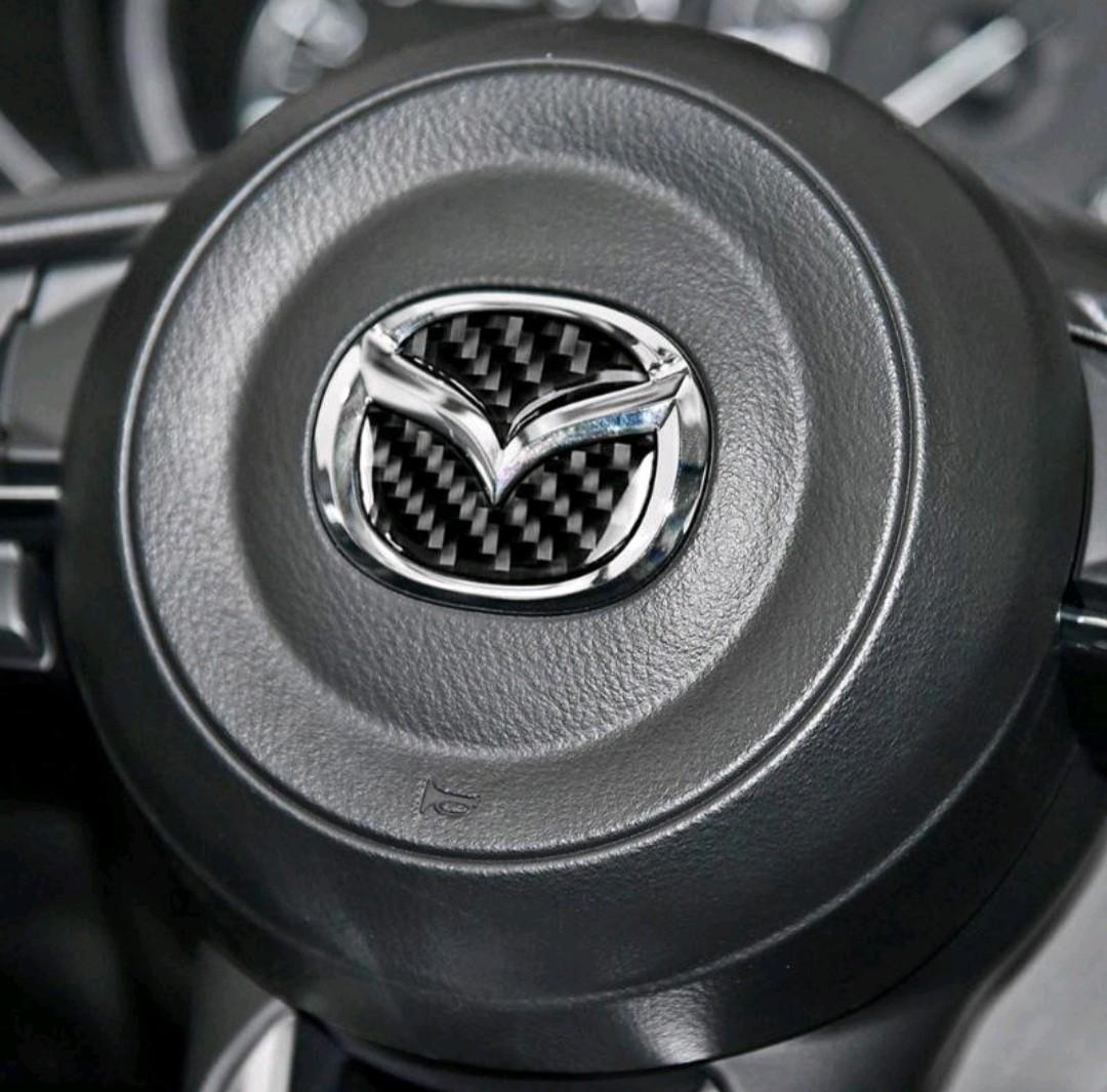 Carbon fiber Mazda Steering Wheel Logo sticker, Car Accessories, Accessories on Carousell