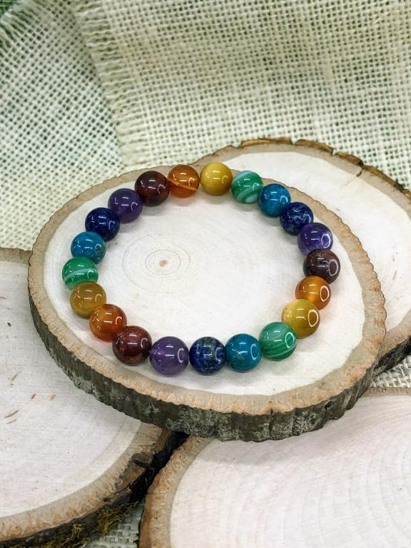 Chakra Rainbow Blessings Bracelets G.embracelet Full of Wholesome Benefits Energies Made of Semi Precious 8mm Crystals Unisex Custom made just