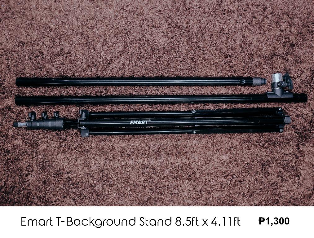 emart T - Shape Background Stand (Category: Lighting & Studio Equipment) located in Pasig City. Submitted by lee025 (Listing ID 1104481626, Image 1). Description: Emart T-Shape Background Stand 8.5ft x 4.11ft (Store full-out).