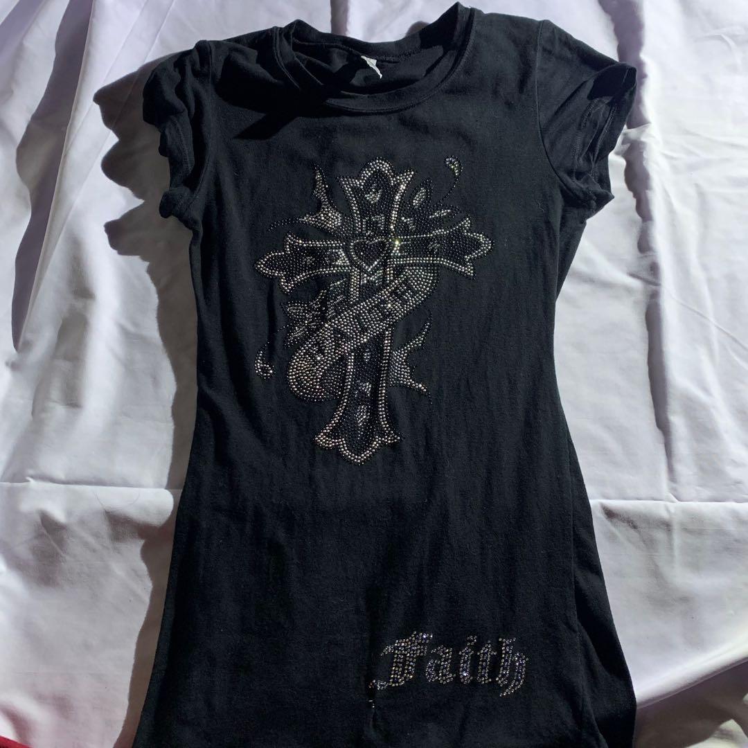faith rhinestone t shirt (Category: Shirts) located in Leyte. Submitted by junkofnini (Listing ID 1104497493, Image 1). Description: i got this from a thrift store !! — it’s in good condition — no rhinestone fallouts — super stretchy, can fit s-m .
