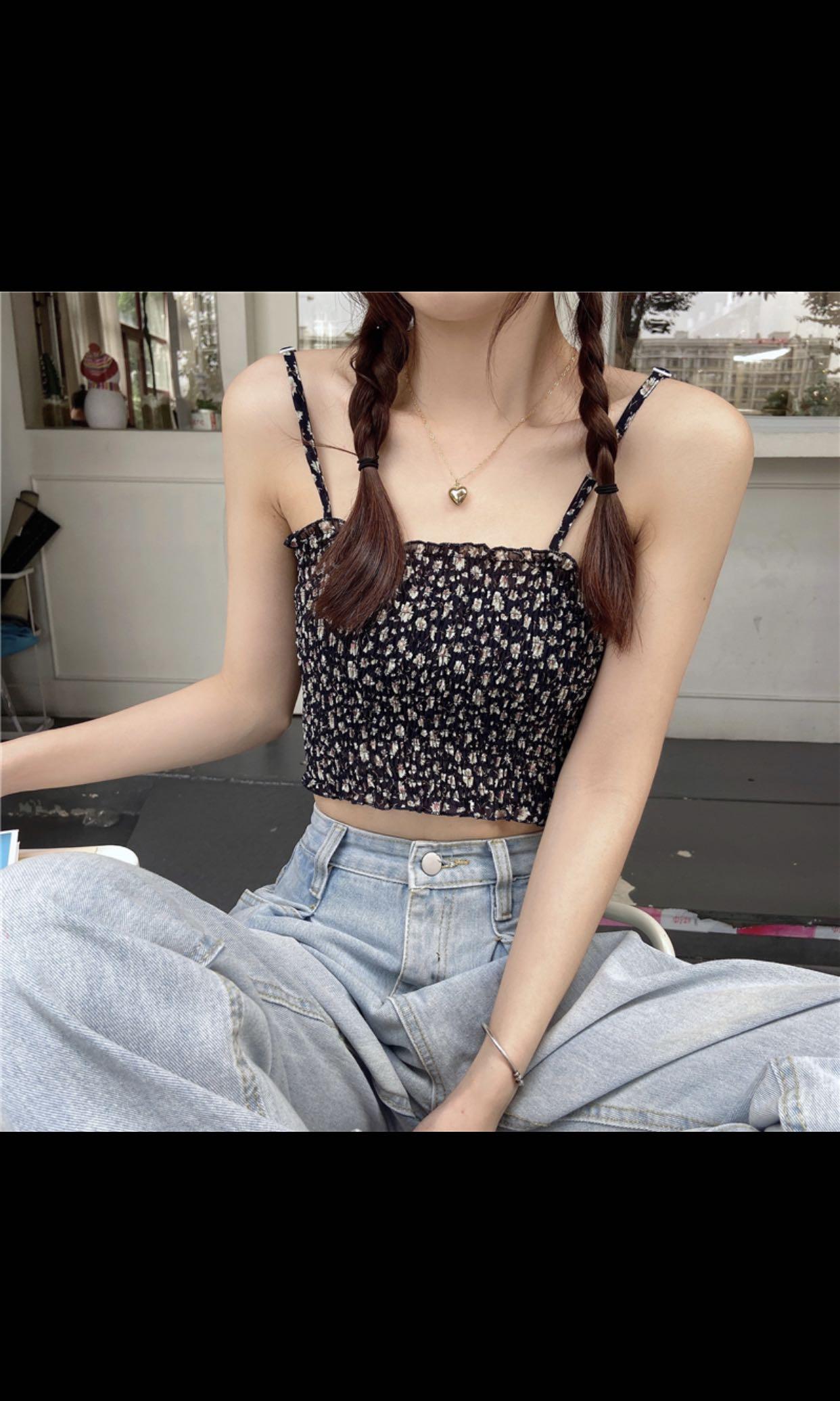 Floral spaghetti strap top sale