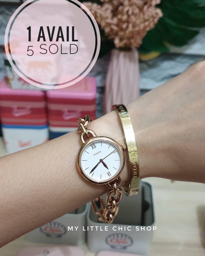 Fossil rose gold new arrivals chain watch