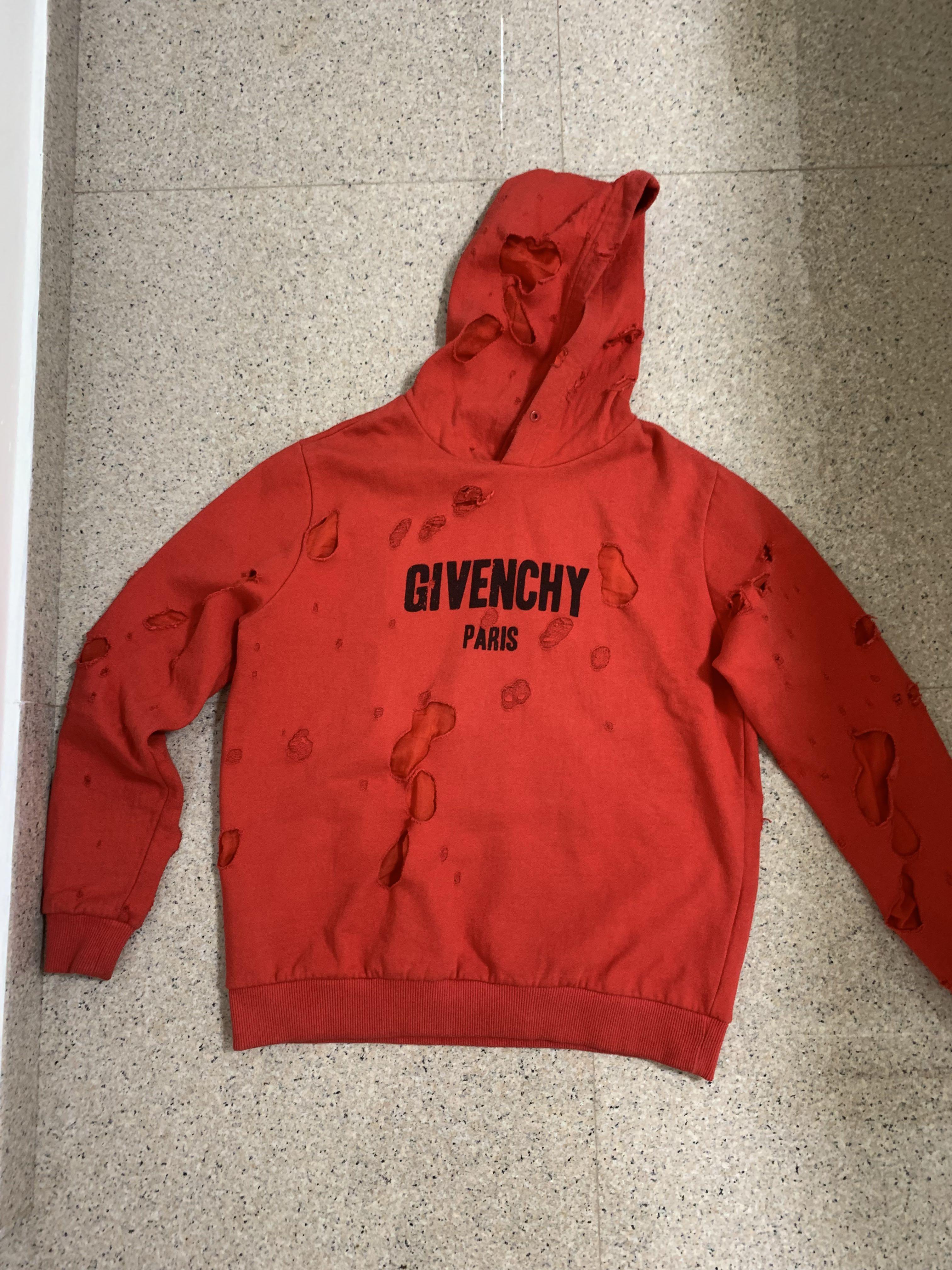 Givenchy paris destroyed hoodie red outlet