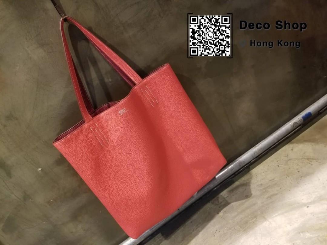 Hermes Double Sens Shopping Bag in Pink Rubis and Bougainvillea