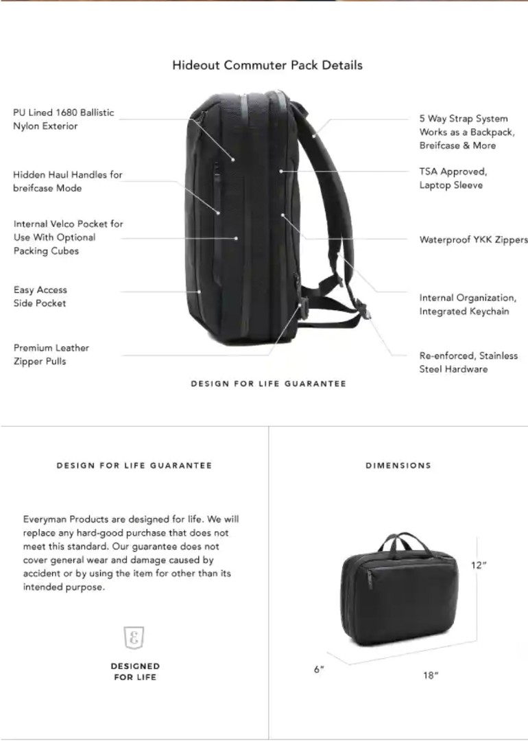 Hideout 5 way commuter pack best sale