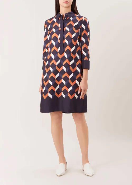 Hobbs Astraea Midi Dress Navy Multi UK 12 Women s Fashion