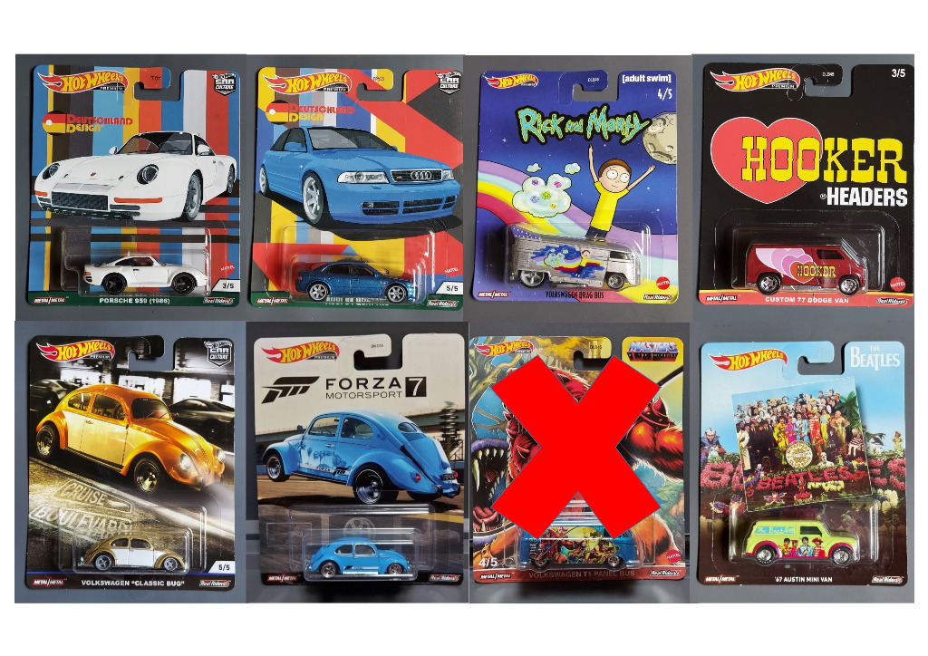 Lot Hot Wheels 1/64 Germany Design – 5 Voitures : Porsche, Mercedes, Audi – 2022
