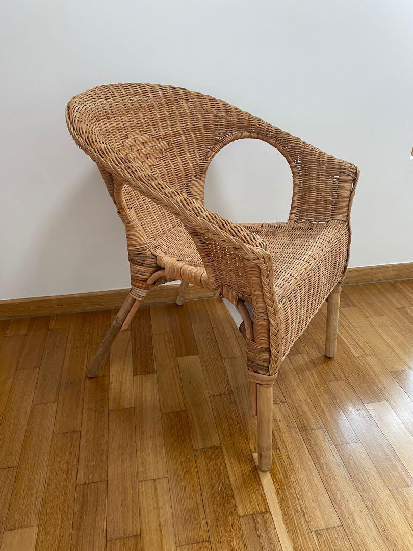 IKEA Agen Rattan Chair Furniture Home Living Furniture Chairs on Carousell