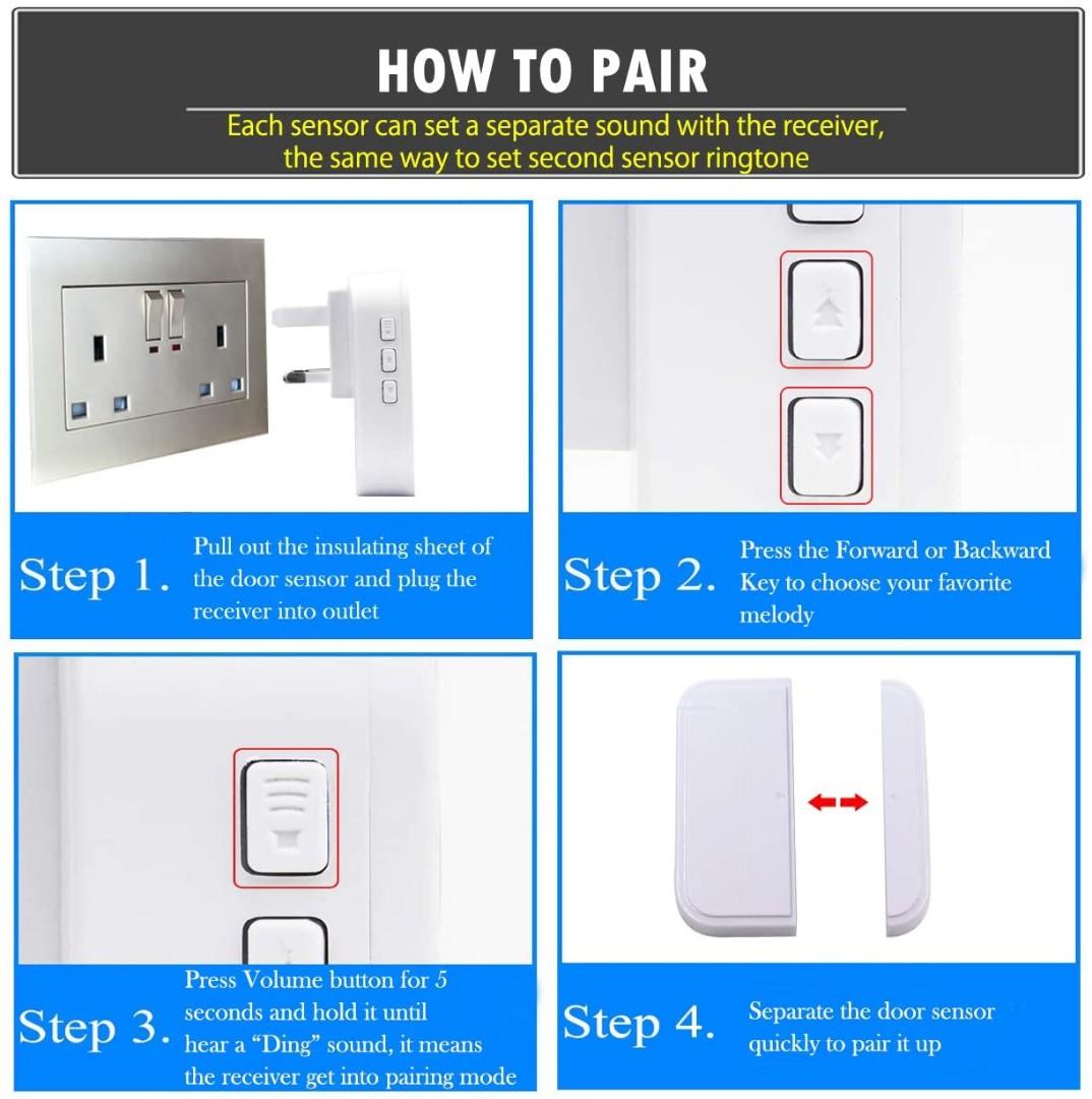 Koostone Wireless Door Entry Sensor Alarm Chime, Door Open