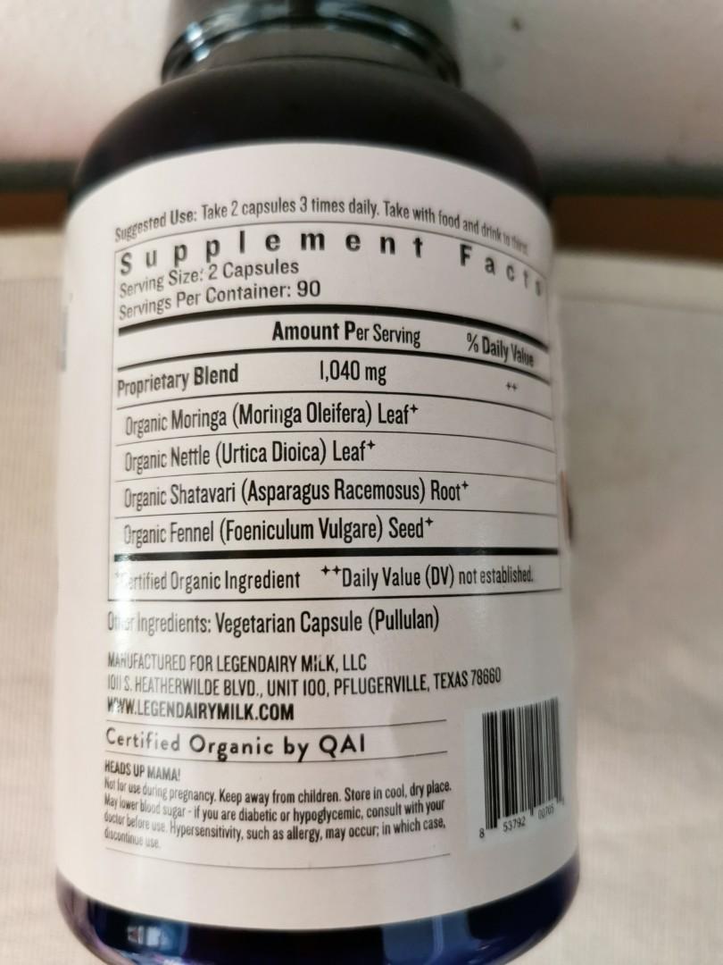 Legendairy Milk Breastmilk supplements 30 days supply per bottle