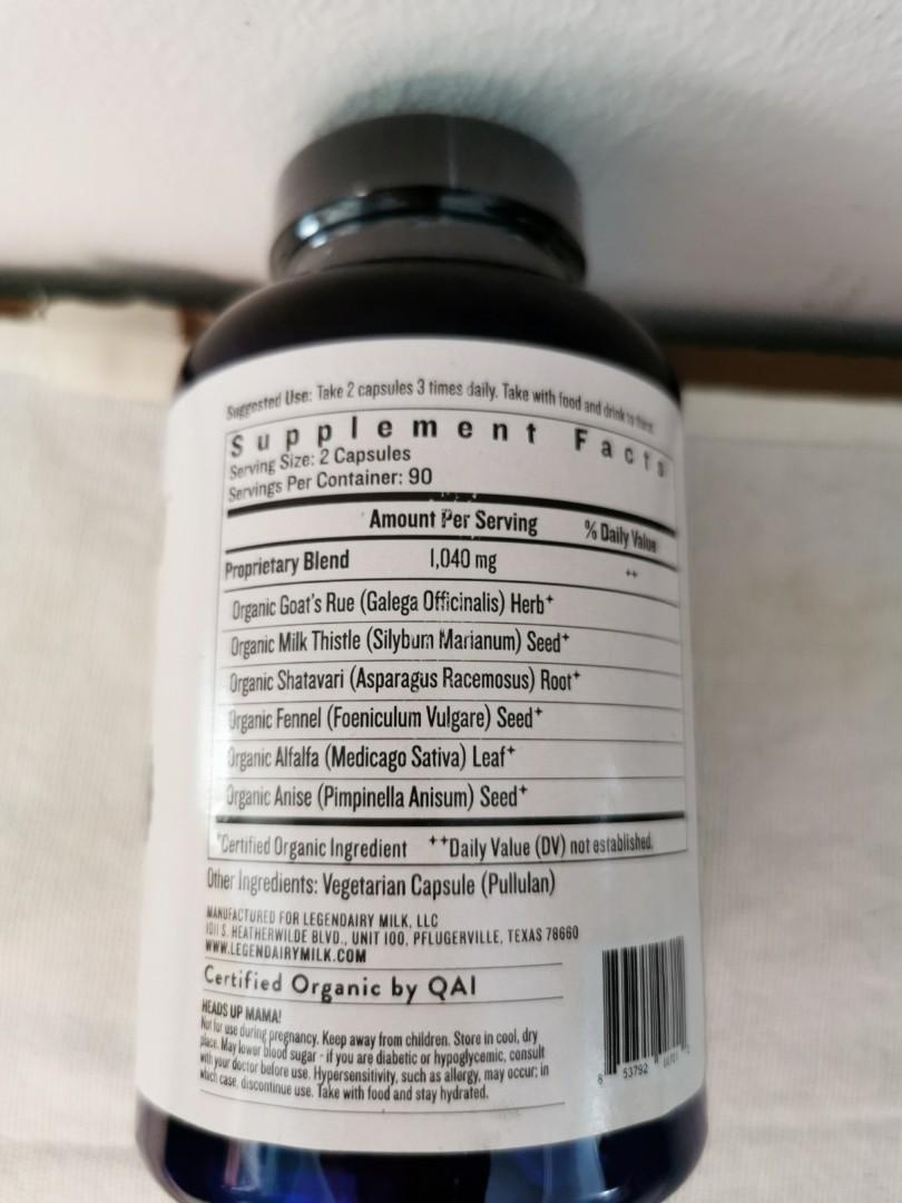 Legendairy Milk Breastmilk supplements 30 days supply per bottle