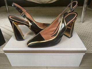 Marni Black and Gold Cut out Pumps