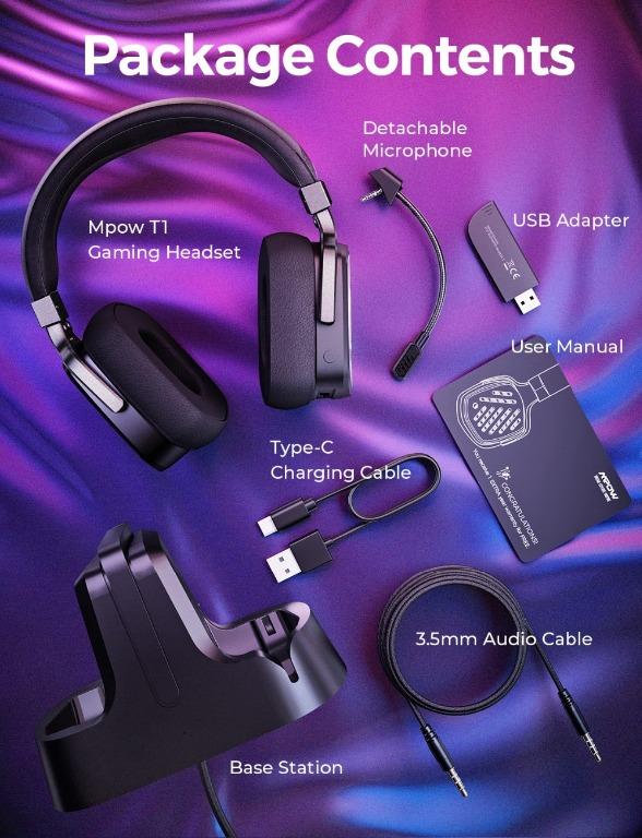 Mpow T1 Wireless High End Gaming Headset with Base Station