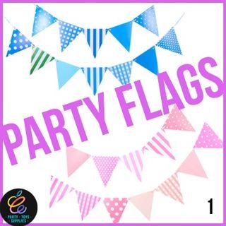 Party Flags Banderitas Chevron Stripes Plain Mini Happy Birthday