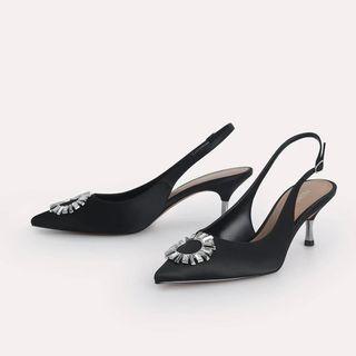 PEDRO Plaque Satin Slingback Pumps