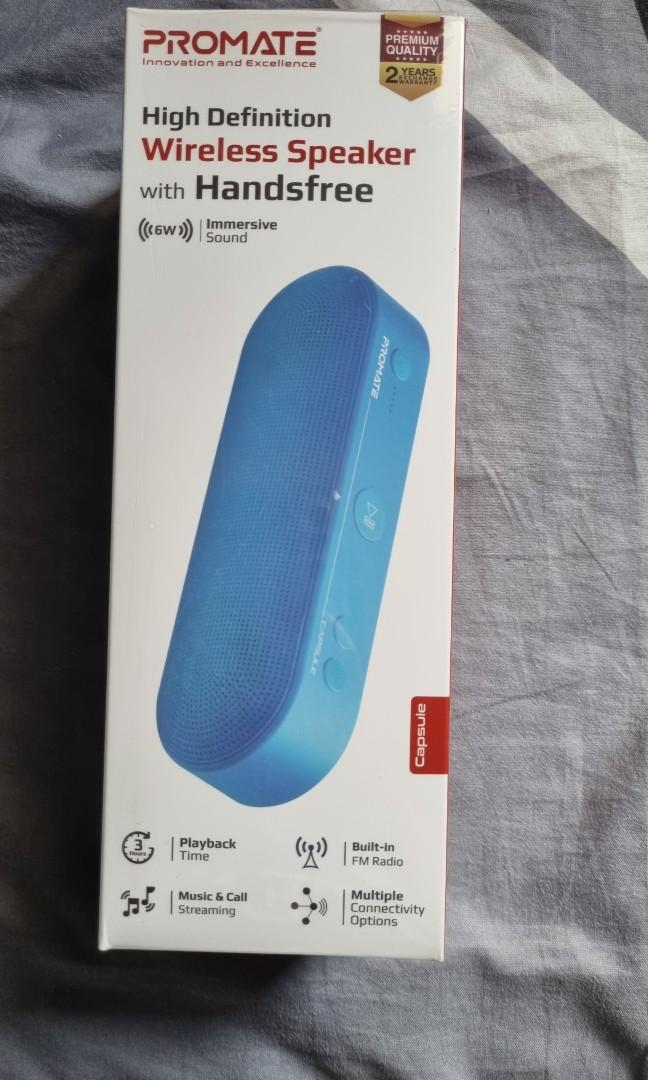 Promate Bluetooth Speaker (Category: Soundbars, Speakers & Amplifiers) located in Marikina City. Submitted by pngllo (Listing ID 1104345395, Image 1). Description: unsealed to test but never used PAYP: BDO/Gcash.