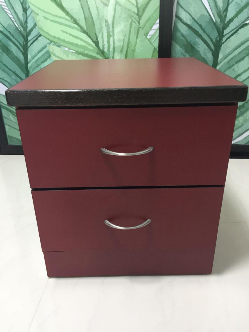 Side table (Category: Other Home Furniture) located in Singapore. Submitted by fei0440 (Listing ID 1104404622, Image 1). Description: Side table with 2 drawers Well maintained Width/ length 46 x 46cm Height 56cm.