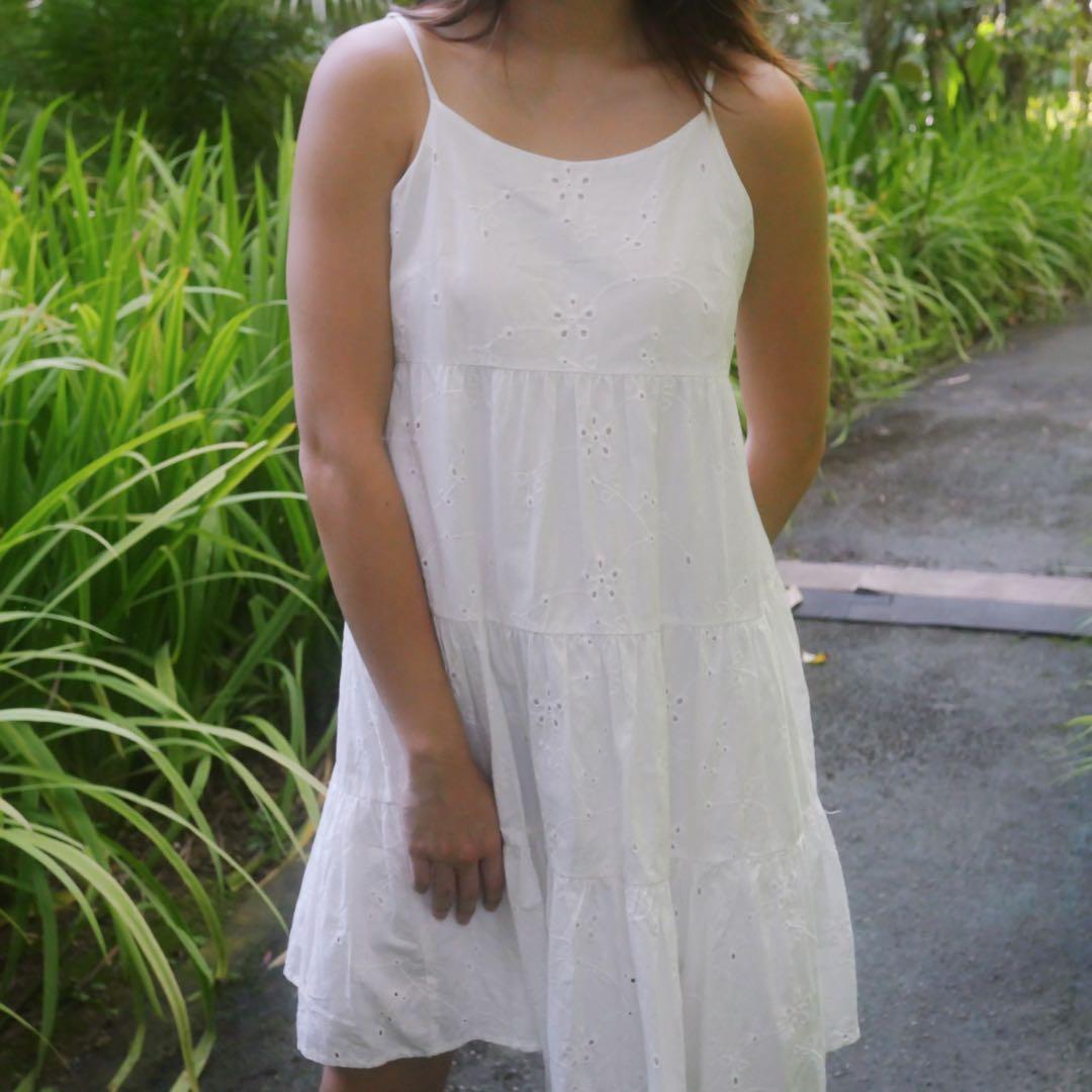 white spaghetti strap babydoll dress