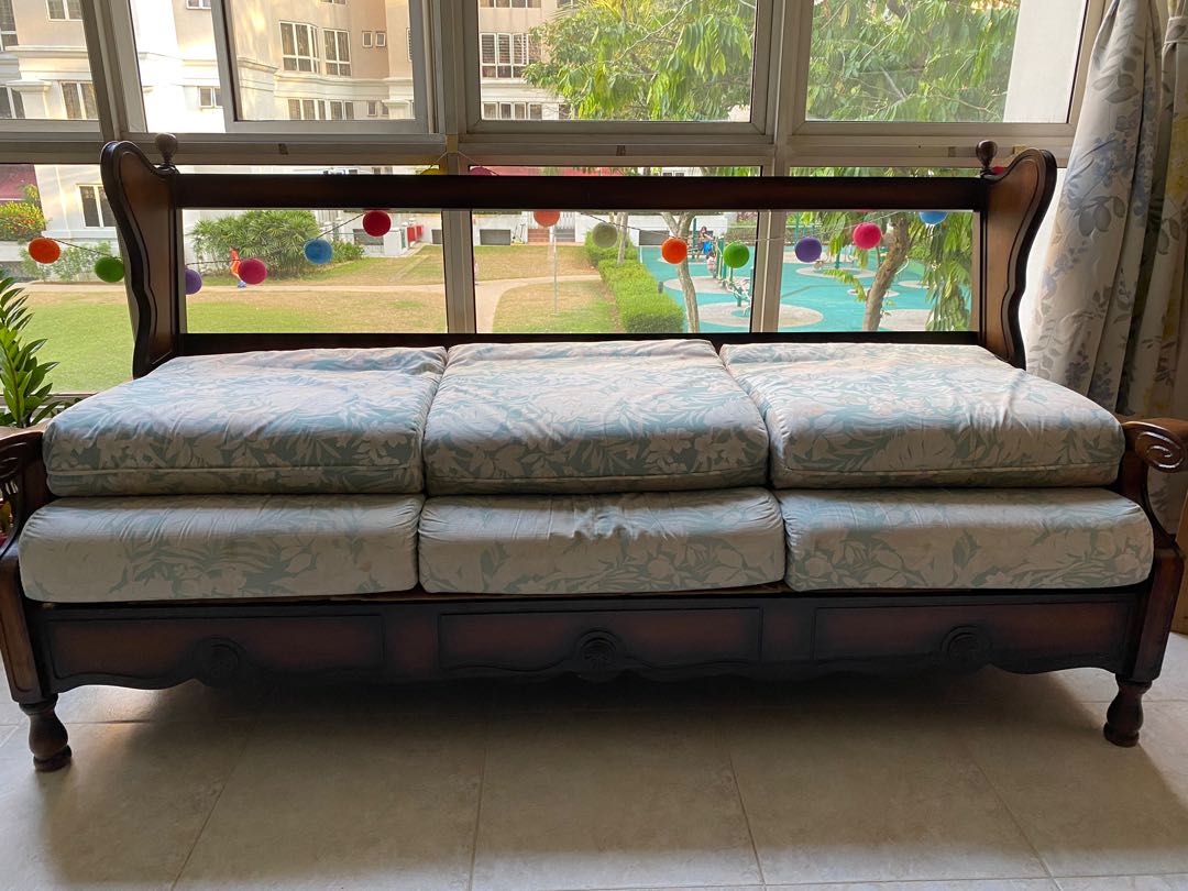 Wooden Sofa (Taiwanese design) 5 seater (3seater + 2seater), Furniture
