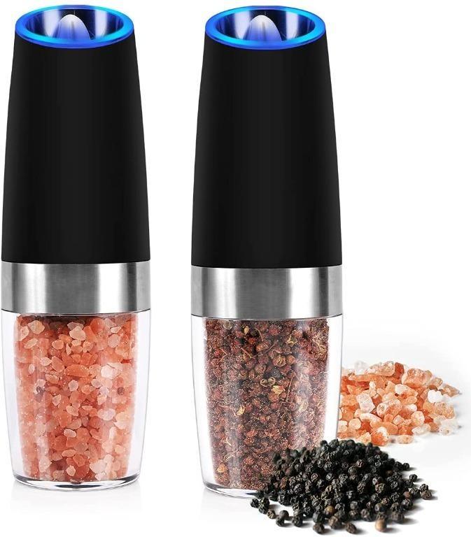 2pcs Gravity Electric Salt Pepper Grinder Mill Shakers Adjustable Automatic  US