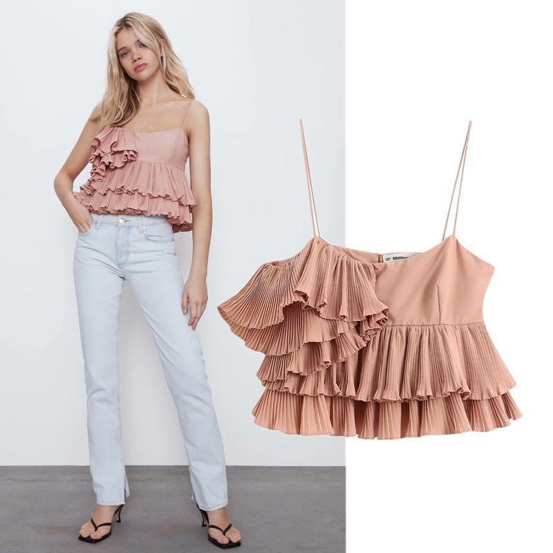 Zara pink peplum top clearance