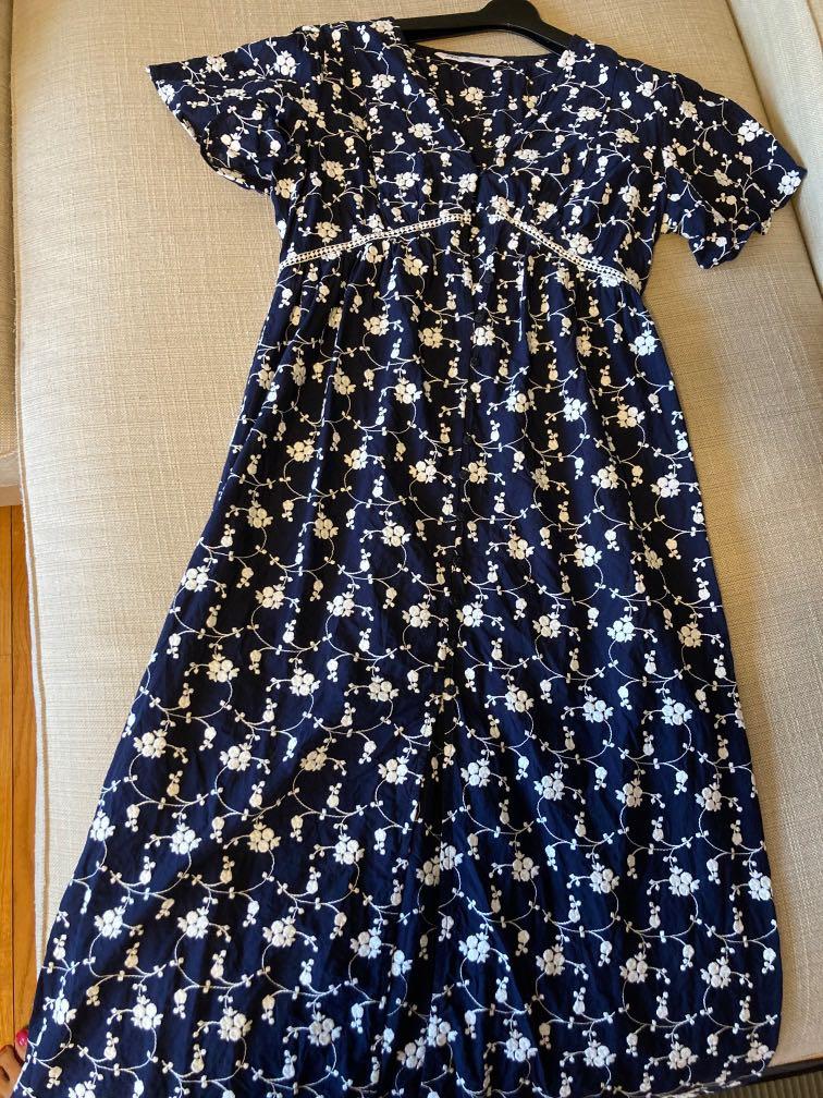 zara navy embroidered dress EMBROIDERED MIDI DRESS