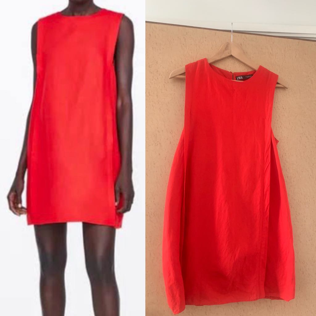 Zara Red Shift Dress, Women's Fashion ...