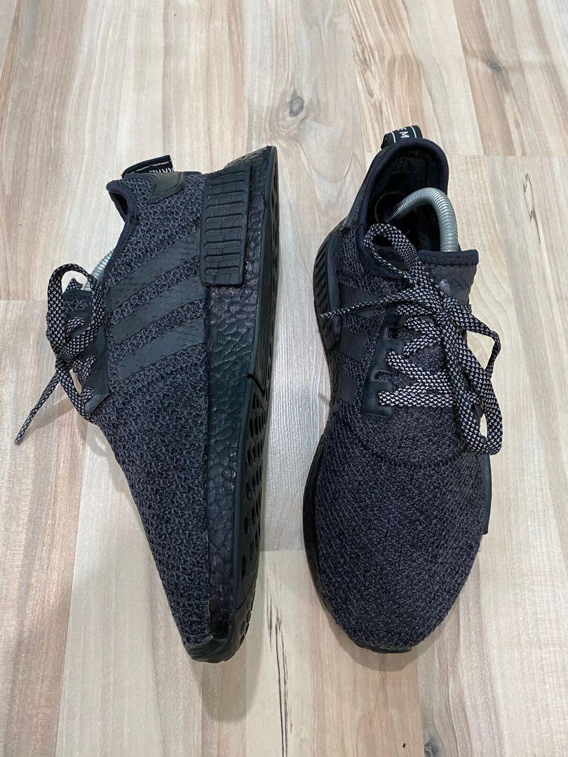 Adidas nmd reflective black maroon champs top