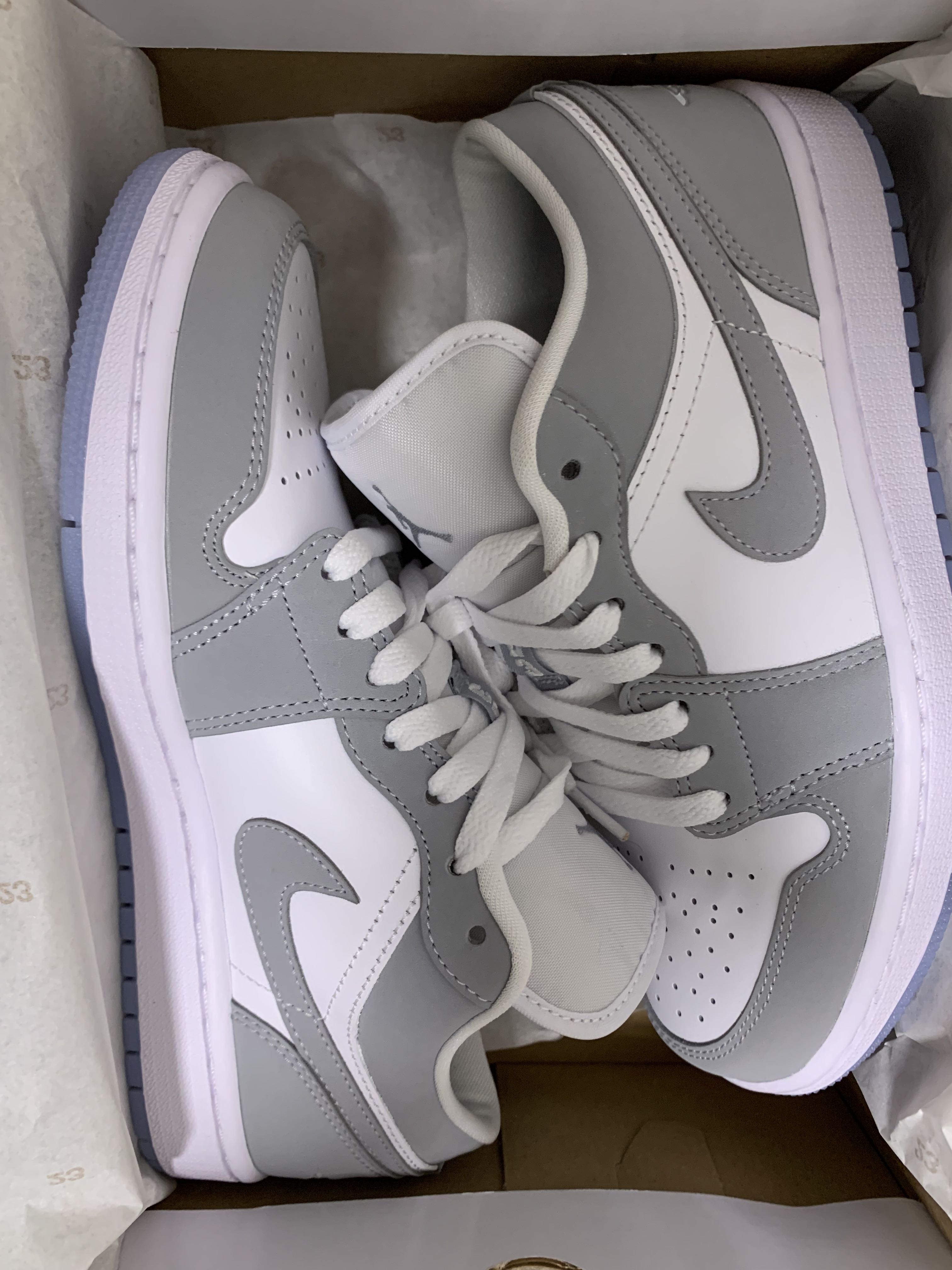 Air Jordan 1 Low White Grey, 女裝, 鞋 