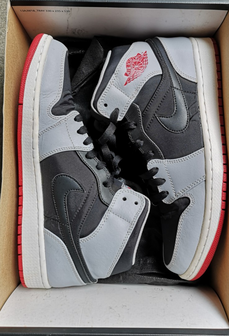 Zeal grafisk roterende Air Jordan 1 Mid Black/Gym Red/Wolf Grey, Men's Fashion, Footwear, Casual  Shoes on Carousell