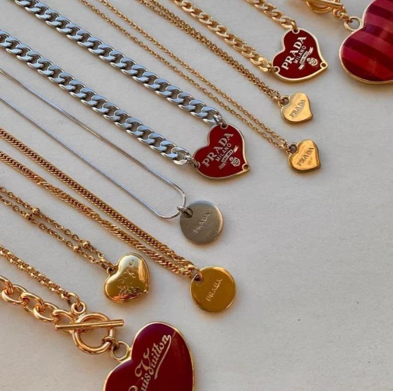 Red heart prada necklace sales