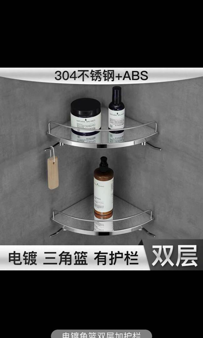 Bathroom Corner triangular rack (Category: Bathroom & Kitchen Fixtures) located in Singapore. Submitted by starzrain (Listing ID 1106392973, Image 1). Description: Material: 304 stainless steel Dimension: See picture. It comes with fence and hanging hook. Can be installed without drilling. Bought but can’t used as I misjudge the size of my toilet. This rack is too big to put in my toilets 😭 Hence, letting go cheap. Each pcs: $25 Self collect in 