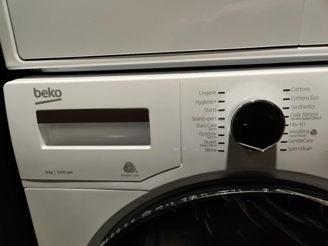 Beko washer and dryer + stacking kit, TV & Home Appliances, Washing