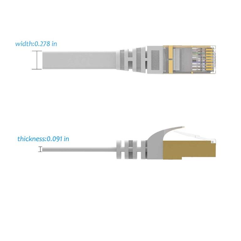 Cat7 Ethernet Cable 30 ft White Shielded (STP), AULLOV High Speed Flat RJ45  Cat-7/Category 7 Internet LAN Computer Patch Cord Cable, Faster Than Cat5/Cat6-30  Feet White (9 Meters) , Computers & Tech