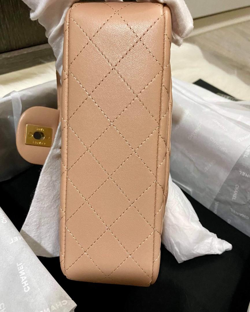 Chanel Mini with Top Handle Beige, Luxury, Bags & Wallets on Carousell
